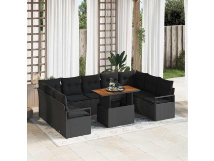 Sada zahradních pohovek 10 pcs Černá a hnědá 100 x 55 x 73 cm 3349757