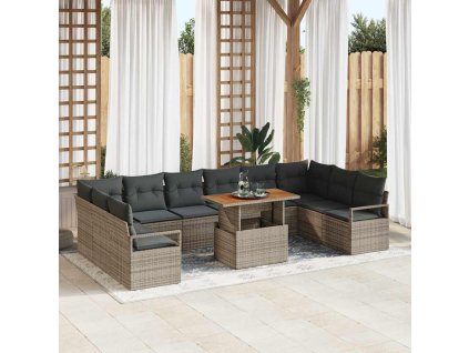 Sada zahradních pohovek 11 pcs Šedá a hnědá 100 x 55 x 73 cm 3349761