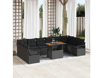 Sada zahradních pohovek 11 pcs Černá a hnědá 100 x 55 x 73 cm 3349764