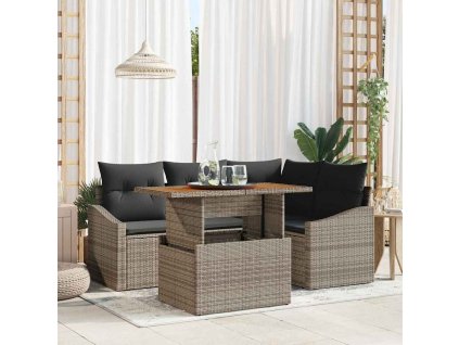 Zahradní jídelní souprava Šedá a hnědá 100 x 55 x 73 cm 3349831