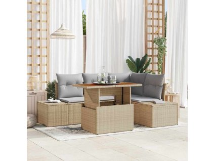 Sada zahradních pohovek s polštářem 5 pcs Beige a šedá 3349958