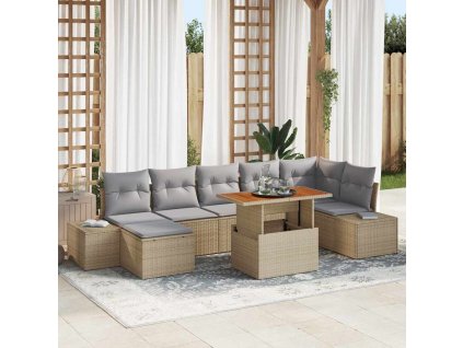 Sada zahradních pohovek s polštářem 8 pcs Beige a šedá 3349993