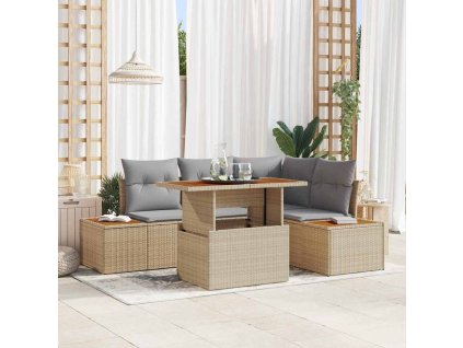 Zahradní jídelní souprava s polštářem 5 pcs Beige a šedá 3350067