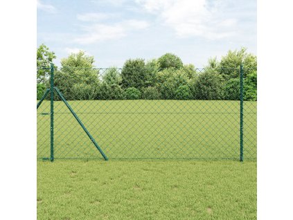 Plot z řetězových článků se 13 sloupky 1,2x25 m pozinkovaná ocel Zelená 3351090