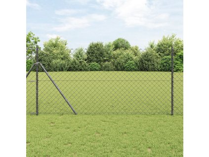 Ocelový šedý plot z řetězového pletiva se 7 sloupky 1,2x10 m 3351106