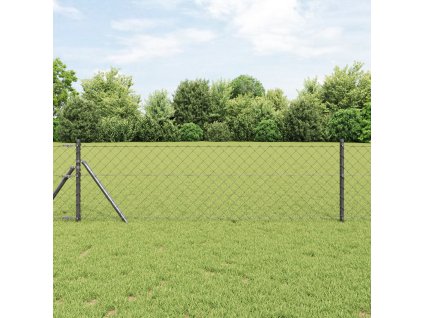 Kovový pletivový plot s 13 sloupky 0.6x25 m Pozinkovaný ocelový šedý 3351115