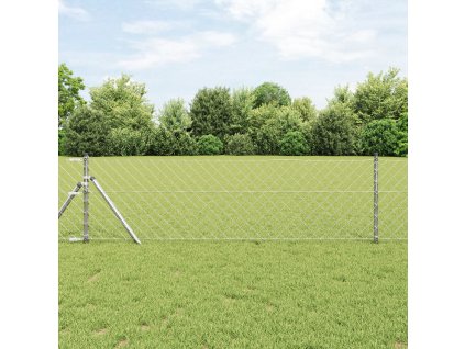 Řetězový plot s 13 sloupky 0,6x25 m pozinkovaná ocel 3351142