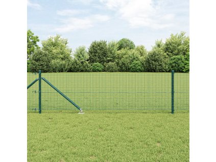 Svorkový drátěný plot se 13 špičkovými sloupky Zelený 0.5x100 m Ocel 3352133