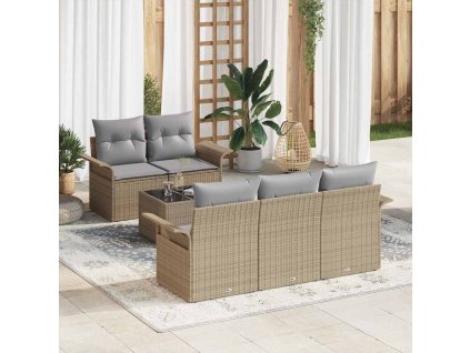 Sada zahradních pohovek s polštářem 6 pcs Beige a šedá 3353909