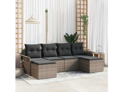 Sada zahradních pohovek s úložištěm 6 pcs Šedá polyratan 3354138