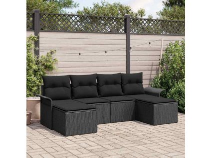 Sada zahradních pohovek s úložištěm 6 pcs Černá polyratan 3354142