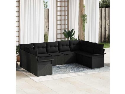 Sada zahradních pohovek s úložištěm 9 pcs Černá polyratan 3354192