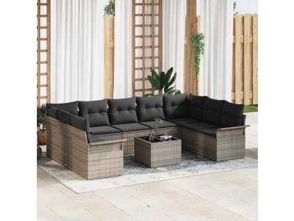 Sada zahradních pohovek s úložištěm 10 pcs Černá polyratan 3354198