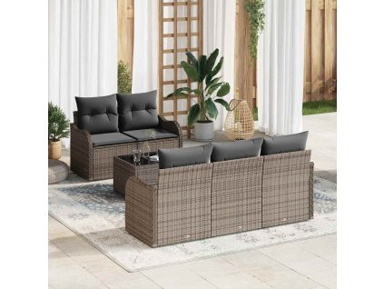 Sada zahradních pohovek 6 pcs Šedá Polyratan a ocel a sklo 3354248