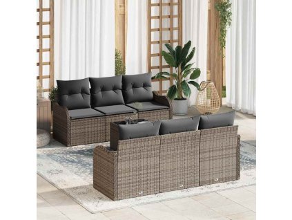 Sada zahradních pohovek 7 pcs Šedá Polyratan a ocel a sklo 3354258