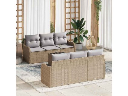 Sada zahradních pohovek s polštářem 7 pcs Beige a šedá 3354259
