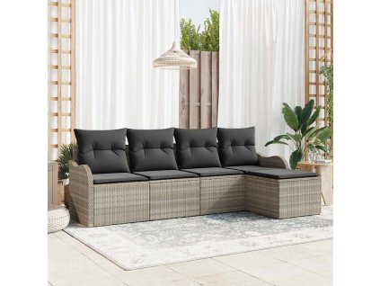 Sada zahradních pohovek 5 pcs Světle šedá Poly ratan 3354331
