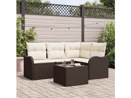 Sada zahradních pohovek s úložištěm 5 pcs Šedá polyratan 3354357