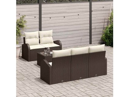 Sada zahradních pohovek 6 pcs Hnědá a krémová polyratan 3354587