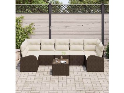 Sada zahradních pohovek s polštářem 8 pcs Hnědá a krémová 3354627