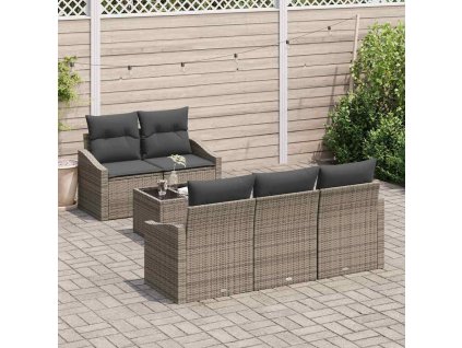 Set pohovek s polštářem s úložištěm 6 pcs Šedá polyratan 3355268