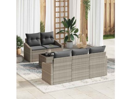 Set pohovek 6 pcs Světlá šedá a tmavá šedá polyratan 3355271