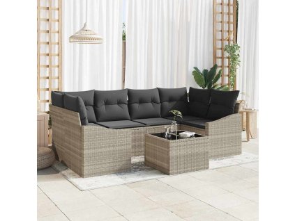 Set pohovek 7 pcs Světlá šedá a tmavá šedá polyratan 3355291