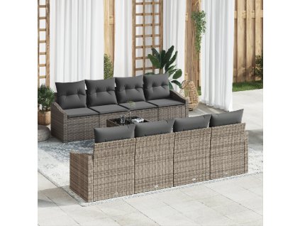 Sada zahradního sofa s polštáři šedá poly ratan 3355318