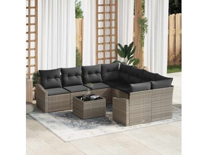 Set pohovek 9 pcs Světlá šedá a tmavá šedá polyratan 3355331