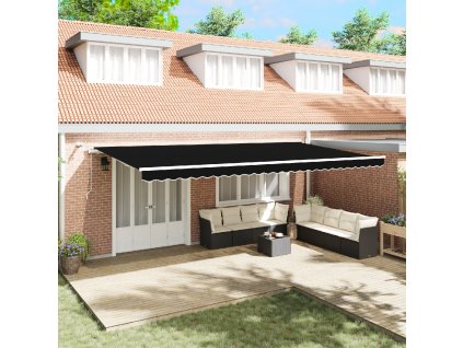 Automatická vysouvací markýza s LED černá 600x300 cm 3331632