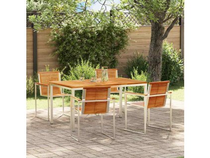 Zahradní jídelní souprava 5 pcs Hnědá Pevné teakové dřevo 3334823