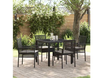 Zahradní jídelní souprava 5 pcs Černá polyratan 3334856