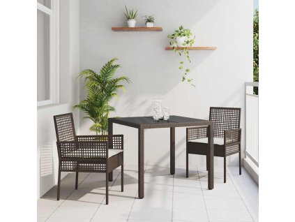 Zahradní jídelní souprava 3 pcs Hnědá polyratan 3334863