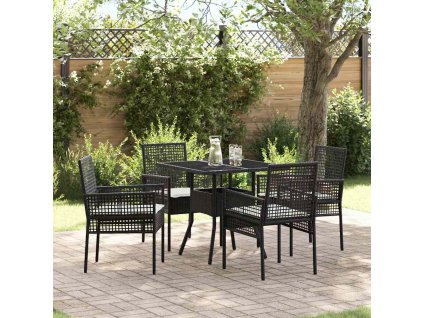 Zahradní jídelní souprava 5 pcs Černá polyratan 3334924
