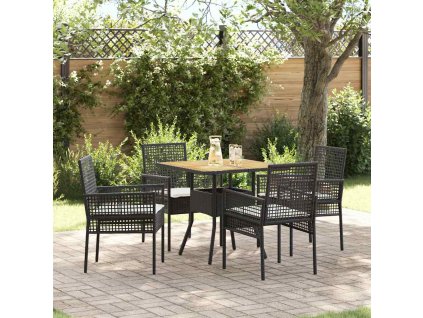 Zahradní jídelní souprava 5 pcs Černá polyratan 3334936