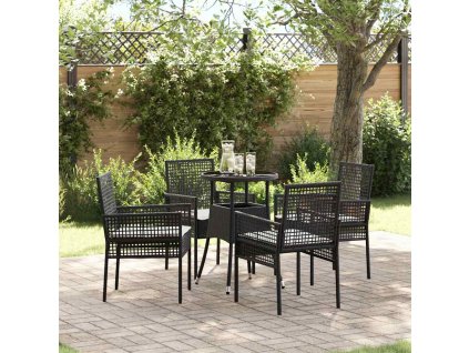 Zahradní jídelní souprava 5 pcs Černá Poly ratan 3334942