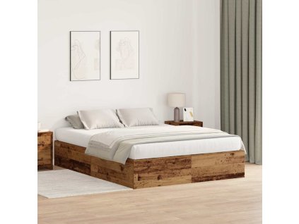 Rám postele s úložným prostorem Staré dřevo 135 x 190 cm 3335443
