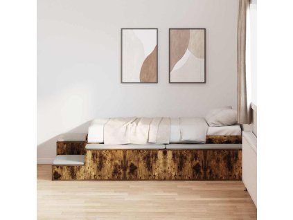 Rám postele s úložným prostorem s úložištěm Kouřový dub 75 cm 3335593