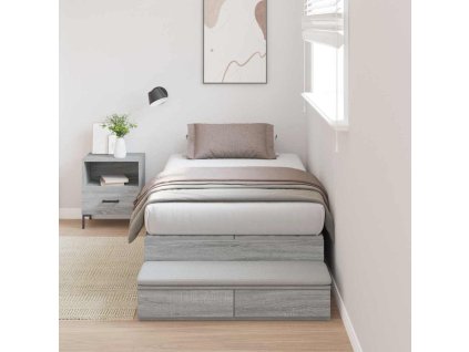 Rám postele s úložným prostorem se zásuvkou Šedá Sonoma 80 cm 3335602