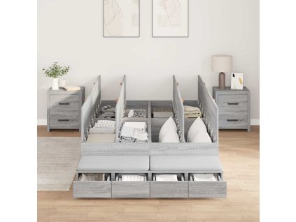 Rám postele s úložným prostorem se zásuvkou Šedá Sonoma 120 cm 3335634