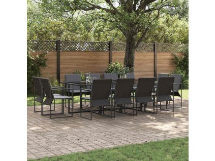 Zahradní jídelní souprava 13 pcs Černá Ocel 3335870