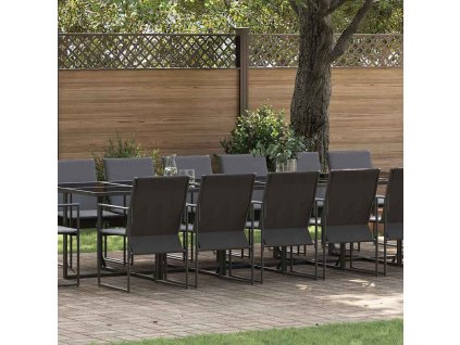 Zahradní jídelní souprava 17 pcs Černá Ocel 3335872