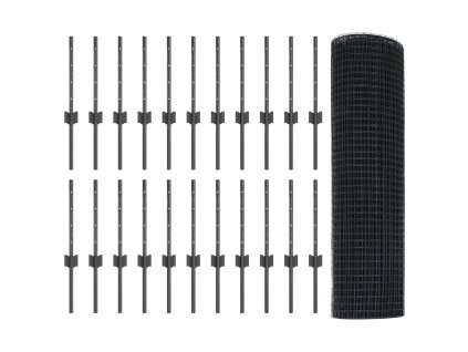 Svařovaný drátěný plot s 22 U sloupky Šedý 0.4x50 m Ocel 3336616