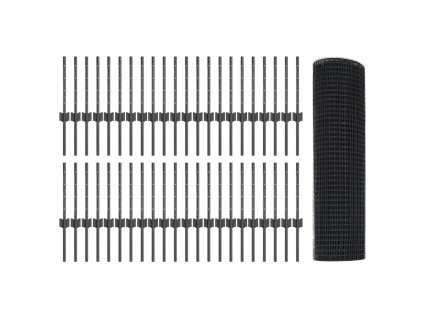 Plot s sloupkem Šedá 0,4 x 100 m Ocel a PVC 3336646