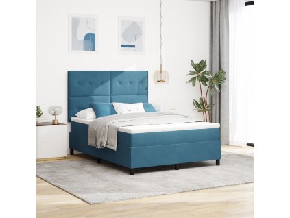 Boxspring postel s matrací tmavě modrá 140x200 cm samet 3339840