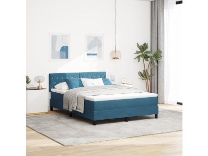 Boxspring postel s matrací a LED tmavě modrá 140x200 cm samet 3342594