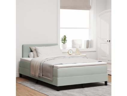 boxspring postel s matrací a LED světlem, světle šedá 120x190 cm, samet 3342638