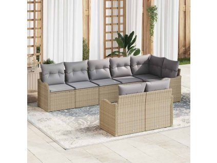 Sada zahradních pohovek 8 pcs Béžová polyratan 3345750