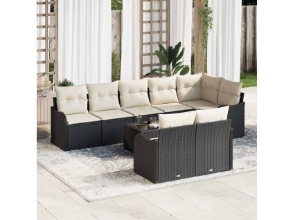 Sada zahradních pohovek Černá polyratan 3345757