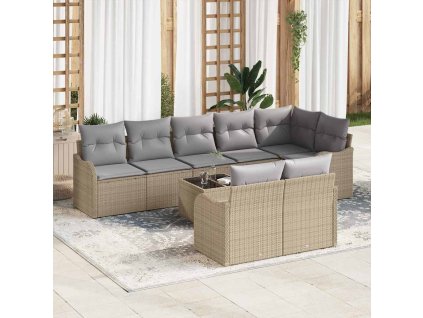 Sada zahradních pohovek 9 pcs Béžová polyratan 3345760